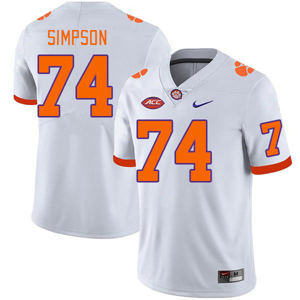 Clemson Tigers #74 John Simpson College Football Jerseys Stitched Sale-White